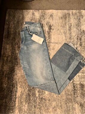 Zara Light Blue Patchwork Bootcut Jeans